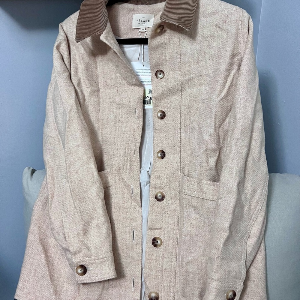 Sezane Beige Jacket with Brown Accents